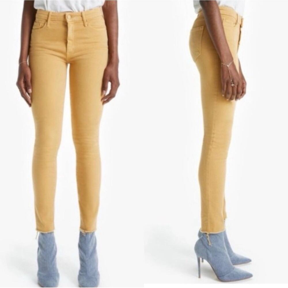 Mother Denim The Looker Ankle Fray Jeans 27 Gettin’ In Cashew Wash Mustard Tan